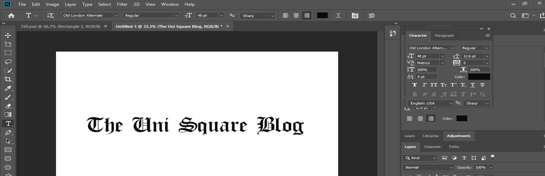 2. One of the major basic typography terms: Blackletter