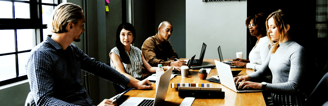 people working on laptop image